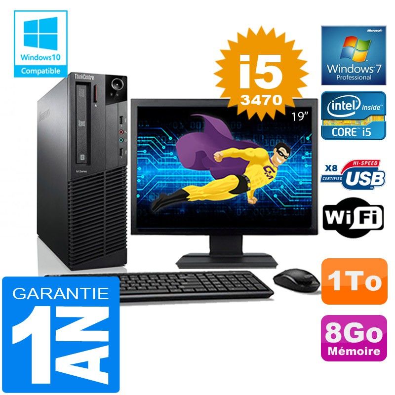 Lenovo M92p SFF Core i5-3470 8GB RAM 1TB HDD WiFi Windows 7 Pro Computer