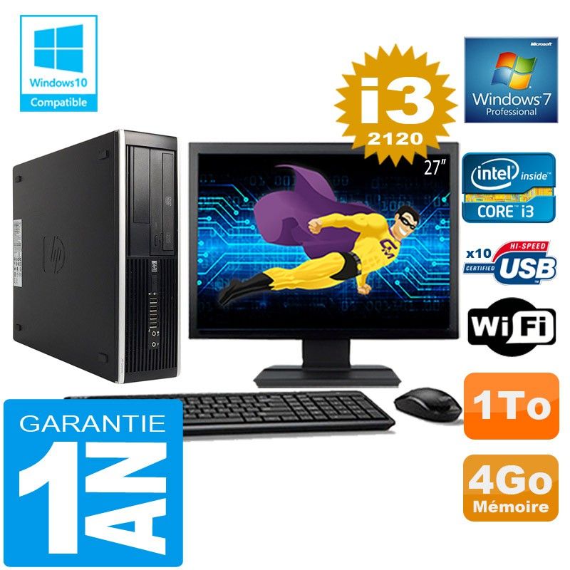 HP Compaq Elite 8300 SFF Desktop PC - Core i3-2120, 4GB RAM, 1TB HDD, WiFi, Windows 7 Pro