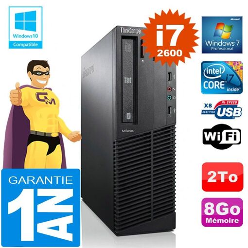 Lenovo M92p SFF Core i7-2600 8GB RAM 2TB Hard Drive DVD Burner WiFi Windows 7 Pro Small Form Factor PC