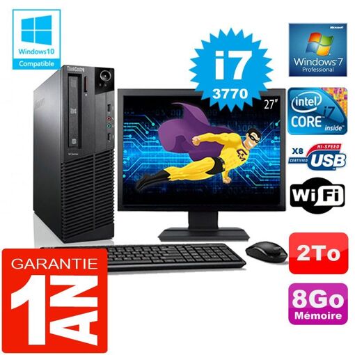 Lenovo M92p SFF Core i7-3770 8GB RAM 2TB HDD WiFi Windows 7 Pro Desktop Computer