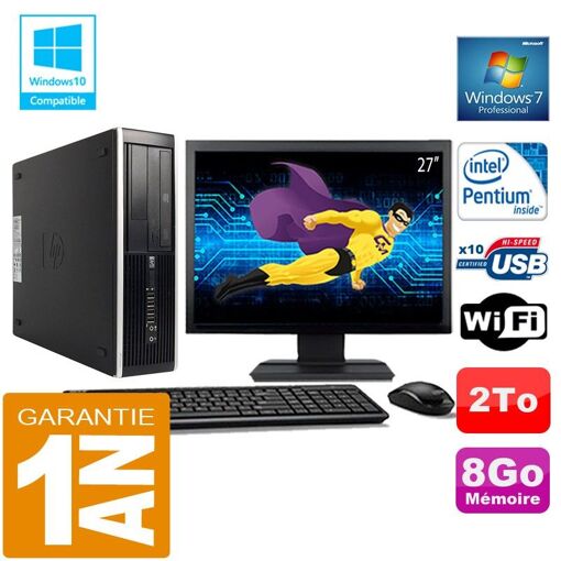 PC de escritorio HP Compaq 8300 SFF - Procesador Intel G850, 8GB de RAM, Disco duro de 2TB, WiFi, Windows 7 Profesional