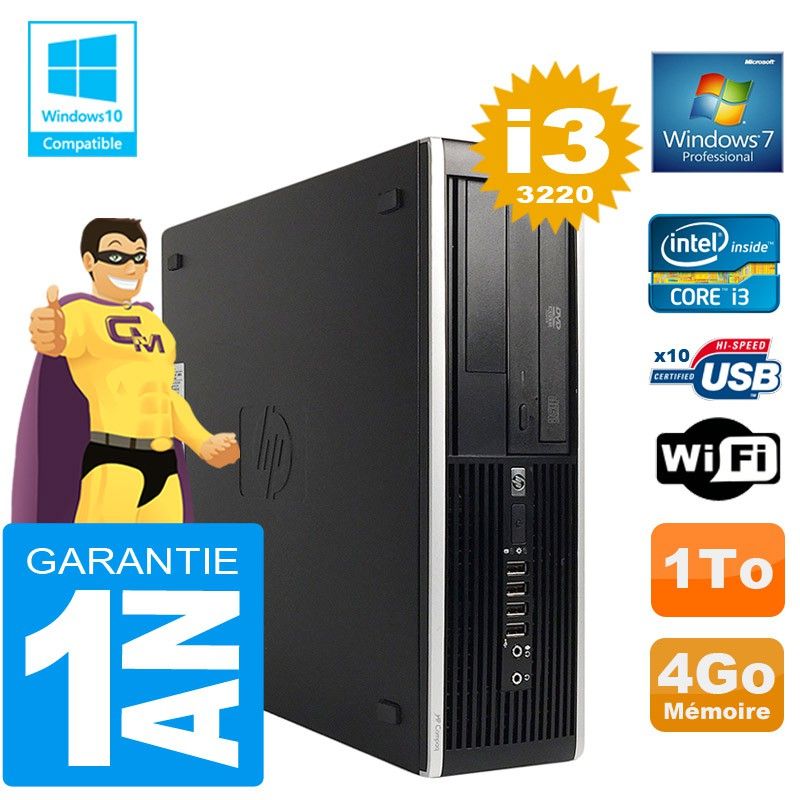 HP Compaq 8300 SFF Desktop PC - Core i3, 4GB RAM, 1TB HDD, DVD Drive, WiFi
