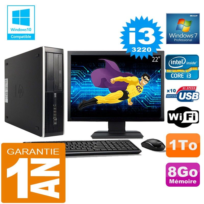 HP Compaq 8300 SFF PC - Core i3-3220, 8GB RAM, 1TB HDD, WiFi