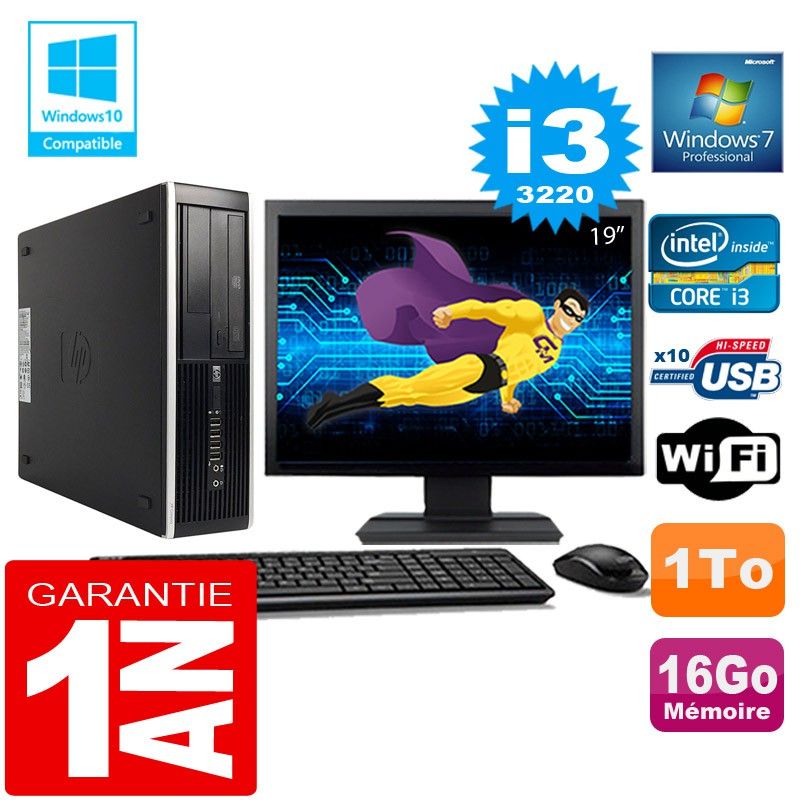 HP Compaq Elite 8300 SFF Desktop PC - Core i3-3220, 16GB RAM, 1TB HDD, WiFi, Windows 7 Pro