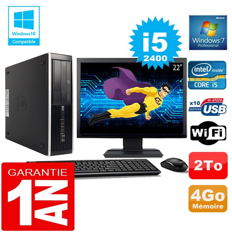 HP Compaq Elite 8300 SFF Desktop Computer - Intel Core i5-2400, 4GB RAM, 2TB HDD, WiFi, Windows 7 Pro