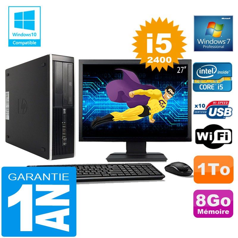 HP Compaq Elite 8300 SFF Desktop PC - Core i5-2400, 8GB RAM, 1TB HDD, WiFi, Windows 7 Pro
