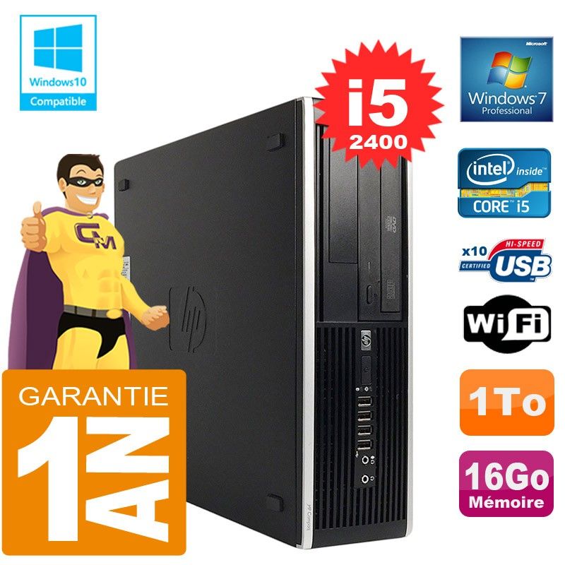 HP Compaq 8300 SFF PC - Core i5, 16GB RAM, 1TB HDD, DVD Drive, WiFi, Windows 7 Pro