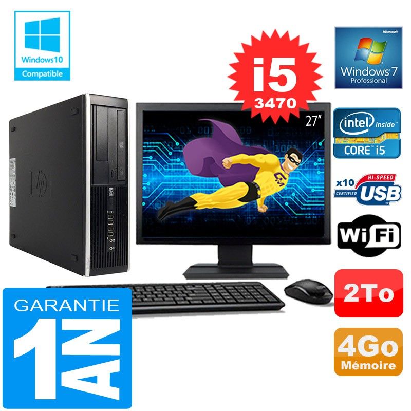 HP Compaq 8300 SFF PC - Core i5-3470, 4GB RAM, 2TB Hard Drive, WiFi, Windows 7 Pro