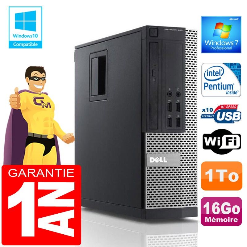 PC Dell 990 SFF - Intel G840, 16GB de RAM, 1TB HDD, WiFi, Windows 7 Pro