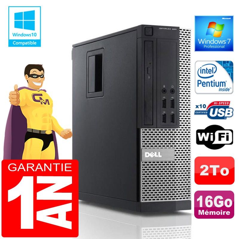 PC Dell 990 SFF - Intel Pentium G840, 16GB RAM, 2TB HDD, WiFi, Windows 7 Pro