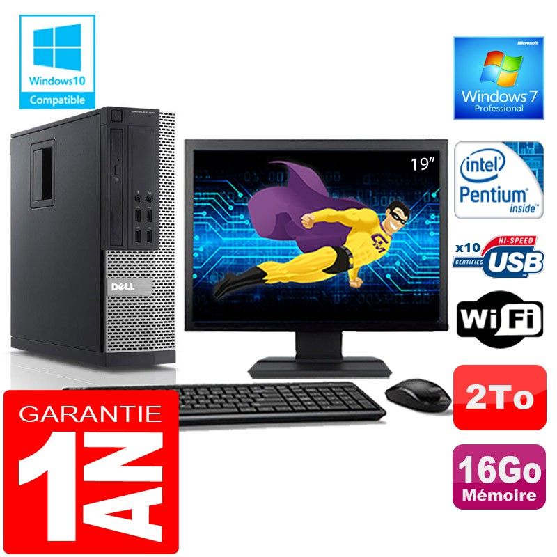 Dell 990 SFF Desktop PC - Intel Pentium G840, 16GB RAM, 2TB HDD, WiFi, Windows 7 Pro