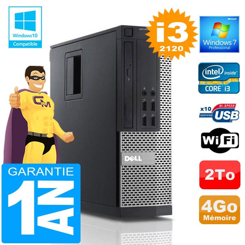 Dell 990 SFF PC - Core i3-2120, 4GB RAM, 2TB Hard Drive, WiFi, Windows 7 Pro
