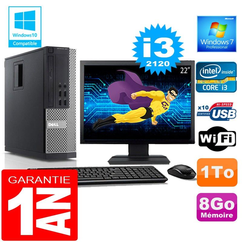 Dell 990 SFF PC - Core i3-2120, 8GB RAM, 1TB HDD, WiFi, Windows 7 Pro