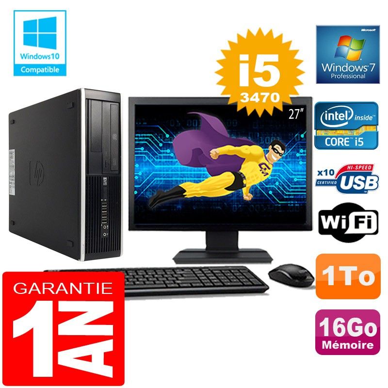 HP Compaq Elite 8300 SFF Desktop Computer - Intel Core i5-3470, 16GB RAM, 1TB HDD, WiFi, Windows 7 Pro