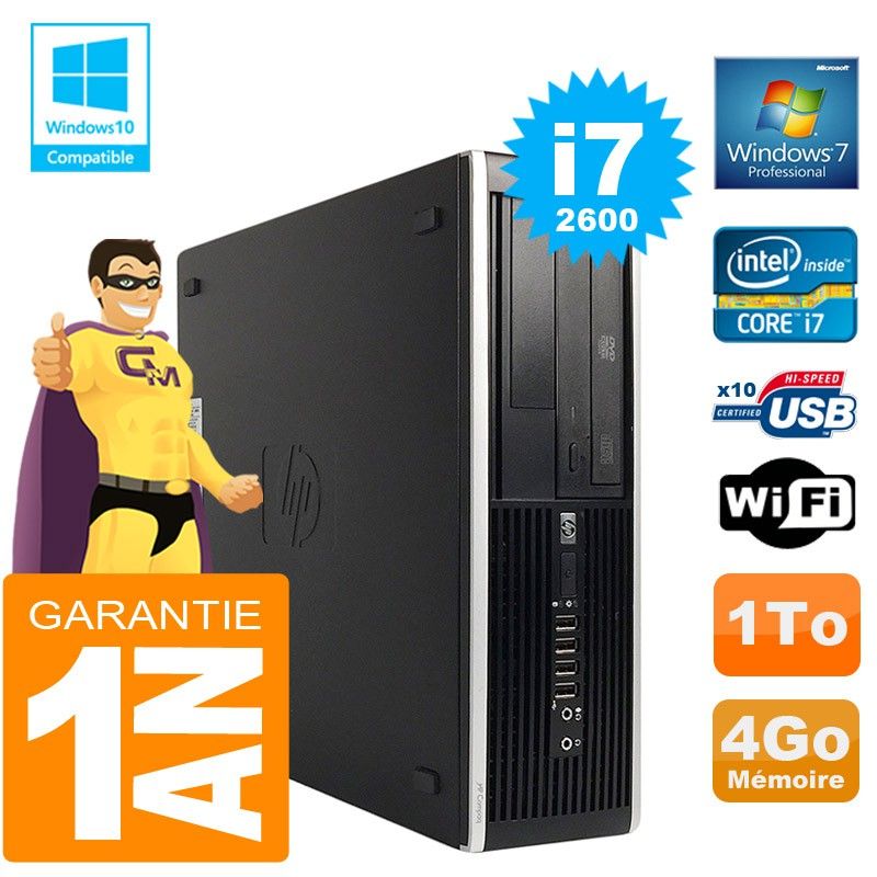 HP Compaq Elite 8300 SFF Desktop PC - Core i7, 4GB RAM, 1TB HDD, DVD Drive, WiFi, Windows 7 Pro