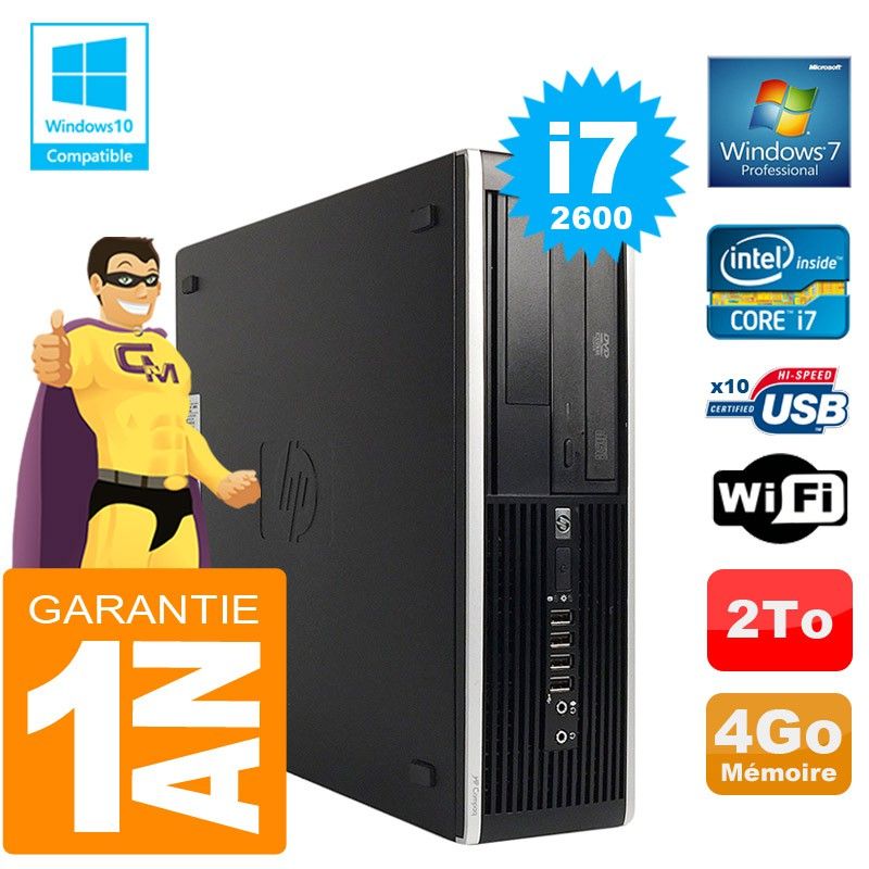 HP Compaq Elite 8300 SFF Desktop PC - Core i7, 4GB RAM, 2TB HDD, DVD Drive, WiFi, Windows 7 Pro