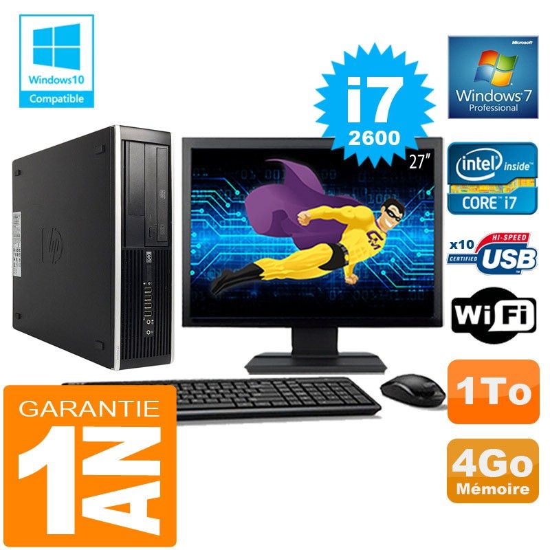HP Compaq Elite 8300 SFF Desktop PC - Core i7-2600, 4GB RAM, 1TB HDD, WiFi, Windows 7 Pro
