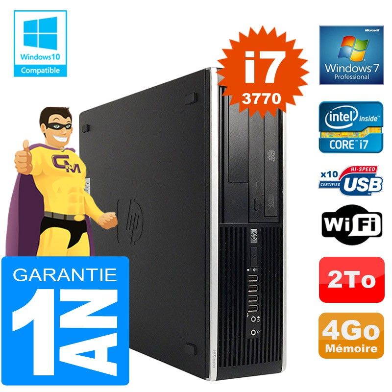 HP Compaq Elite 8300 SFF Core i7-3770 4GB RAM 2TB DVD Writer WiFi Windows 7 Pro
