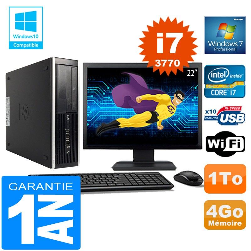 HP Compaq Elite 8300 SFF Desktop PC - Core i7-3770, 4GB RAM, 1TB HDD, WiFi, Windows 7 Pro