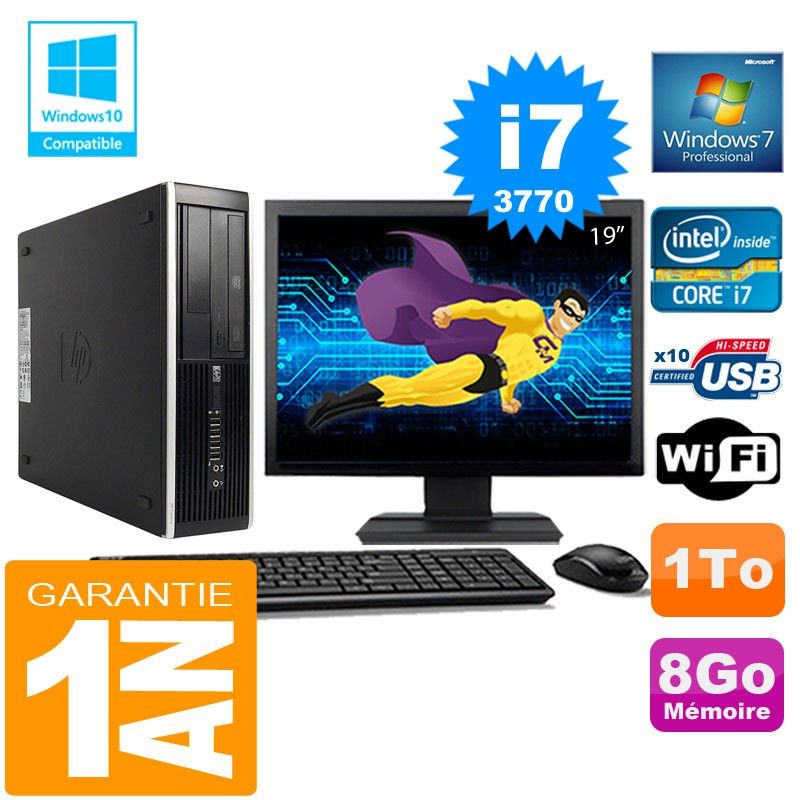 HP Compaq Elite 8300 SFF Desktop Computer - Intel Core i7-3770, 8GB RAM, 1TB HDD, WiFi, Windows 7 Pro
