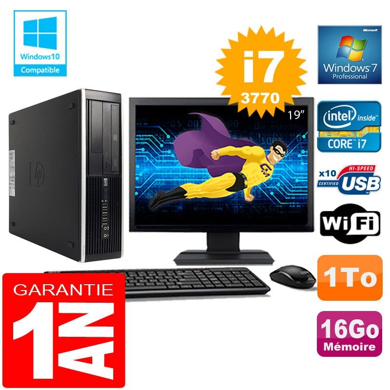 HP Compaq Elite 8300 SFF Desktop PC - Core i7-3770, 16GB RAM, 1TB HDD, WiFi, Windows 7 Pro
