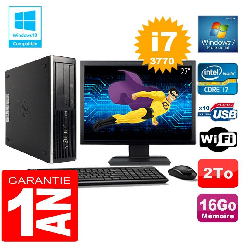 HP Compaq Elite 8300 SFF Desktop PC - Core i7-3770, 16GB RAM, 2TB HDD, WiFi, Windows 7 Pro