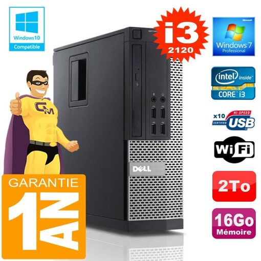 Computadora de escritorio Dell 990 SFF - Intel Core i3-2120, 16 GB de RAM, 2 TB HDD, WiFi, Windows 7 Pro