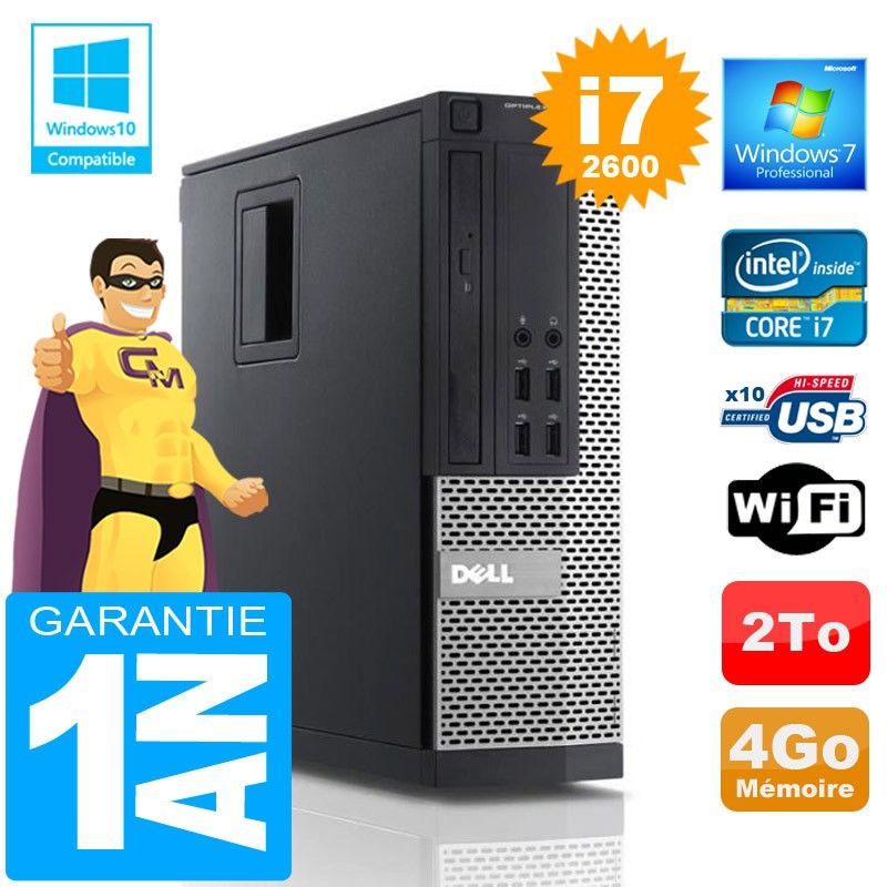 Dell 990 SFF Core i7-2600 4GB RAM 2TB HDD Wi-Fi Windows 7 PC