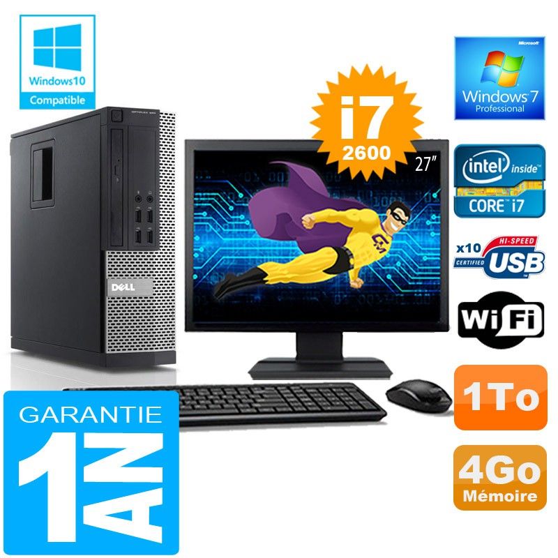 Dell 990 SFF Desktop - Core i7-2600, 4GB RAM, 1TB HDD, WiFi, Windows 7 Pro