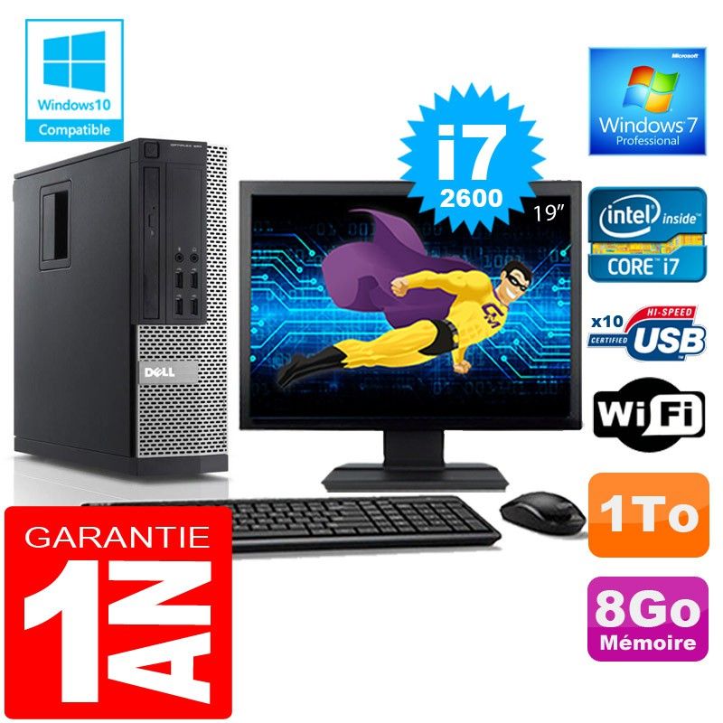 Dell 990 SFF Desktop Computer - Core i7-2600, 8GB RAM, 1TB HDD, WiFi, Windows 7 Pro
