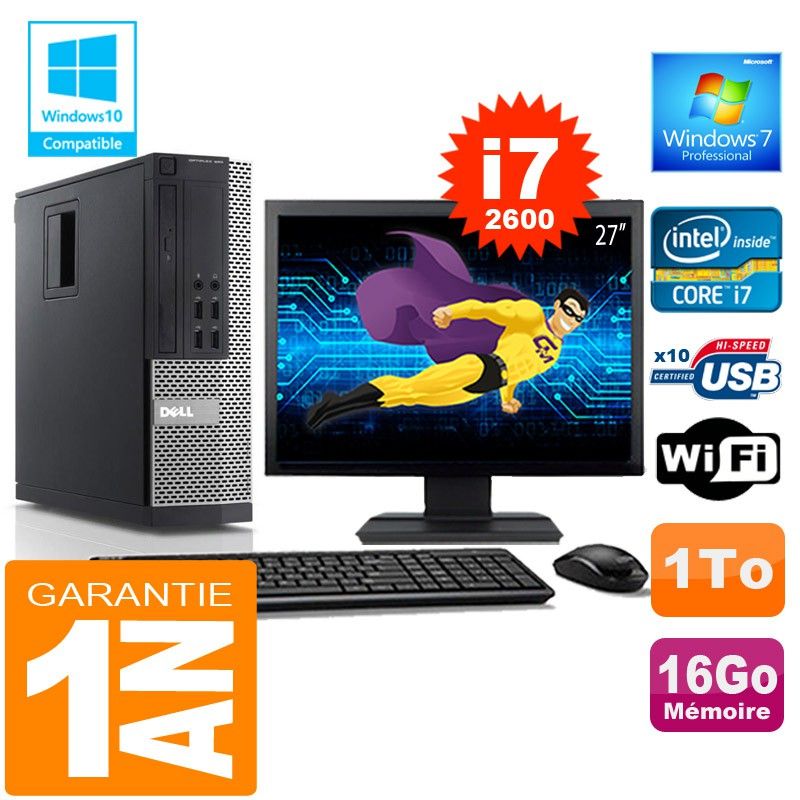 Dell 990 SFF PC - Core i7, 16GB RAM, 1TB HDD, WiFi, Windows 7 Pro