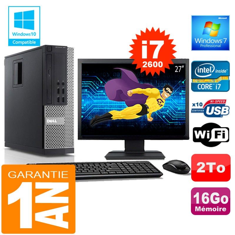 Dell 990 SFF Desktop - Core i7-2600, 16GB RAM, 2TB HDD, WiFi, Windows 7 Pro