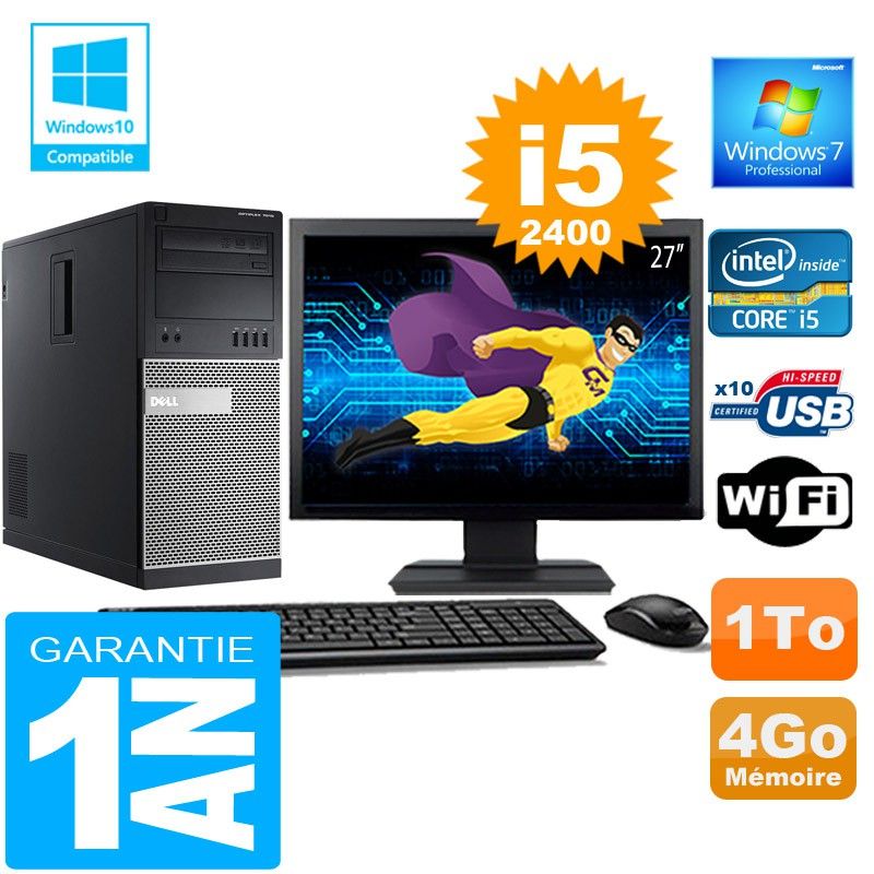 Dell 7010 MT Tower PC - Intel Core i5, 4GB RAM, 1TB HDD, WiFi, Windows 7 Pro