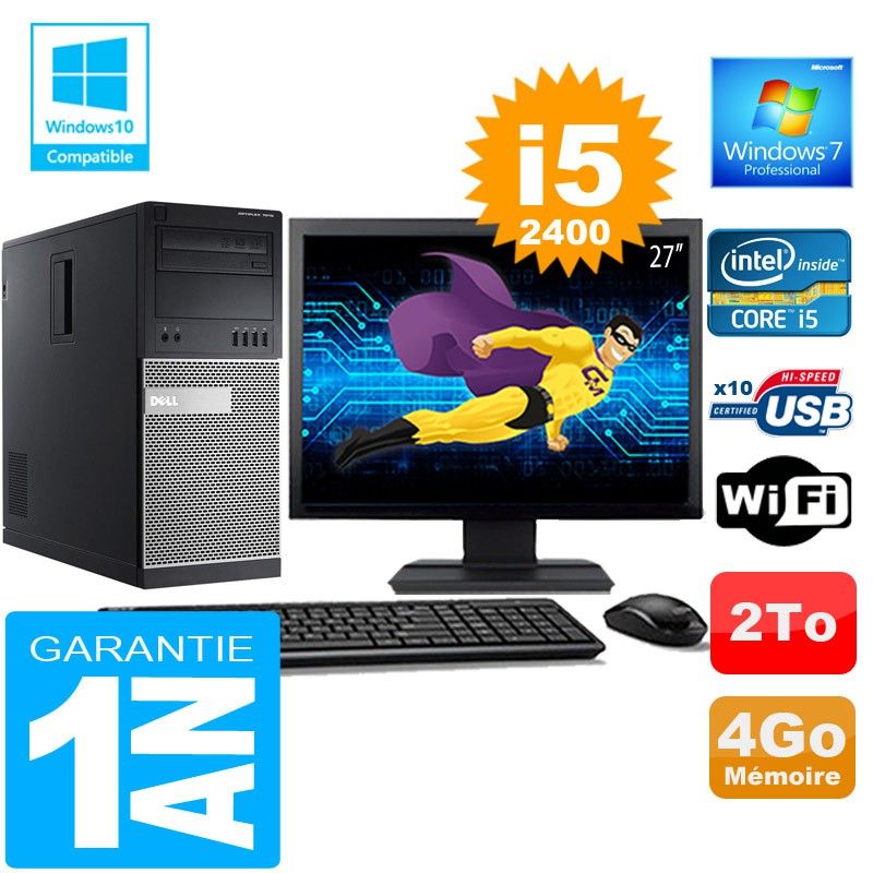 Dell 7010 MT Desktop - Core i5, 4GB RAM, 2TB HDD, WiFi, Windows 7 Pro