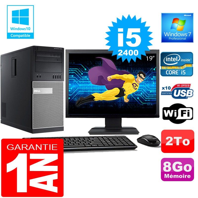 Dell 7010 Tower - Intel Core i5-2400, 8GB RAM, 2TB HDD, WiFi, Windows 7 Pro