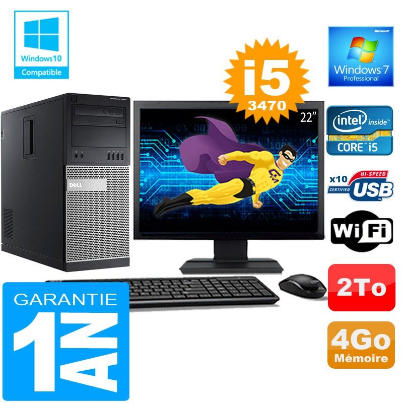 Dell 7010 MT Desktop PC - Core i5, 4GB RAM, 2TB HDD, WiFi, Windows 7 Pro