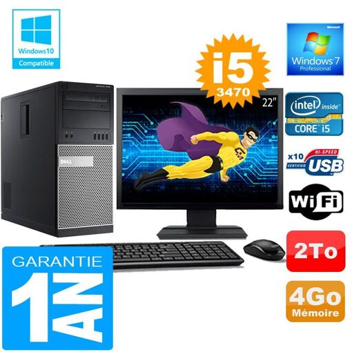 PC de escritorio Dell 7010 MT - Procesador Intel Core i5, 4GB de RAM, 2TB HDD, WiFi, Windows 7 Profesional