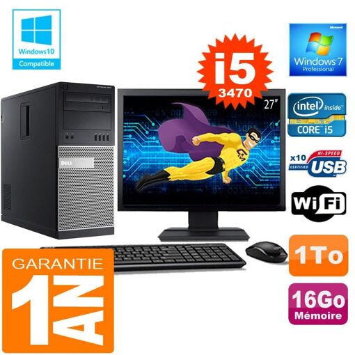 Dell 7010 MT (Tower) Core i5-3470, 16GB RAM, 1TB HDD, WiFi, Windows 7 Pro
