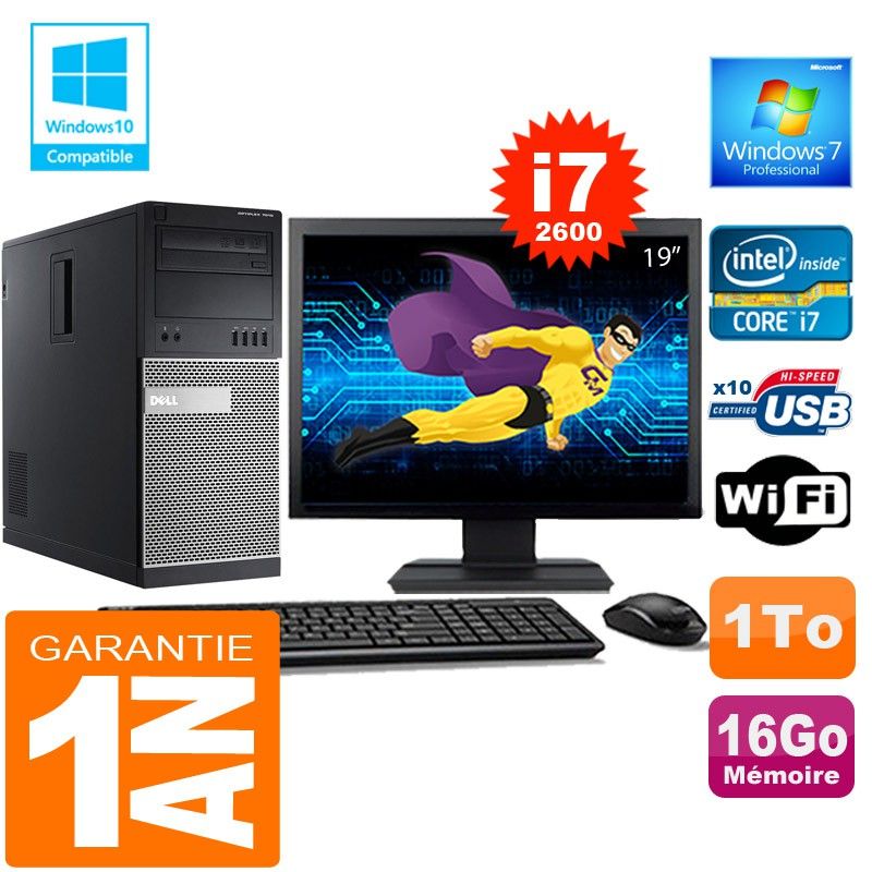 Dell 7010 Desktop PC - Core i7-2600, 16GB RAM, 1TB HDD, WiFi, Windows 7 Pro