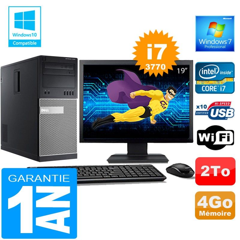 Dell 7010 MT Desktop PC - Core i7, 4GB RAM, 2TB HDD, WiFi, Windows 7 Pro