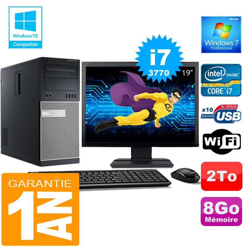 Dell 7010 MT (Tower) - Core i7-3770, 8GB RAM, 2TB HDD, WiFi, Windows 7 Pro
