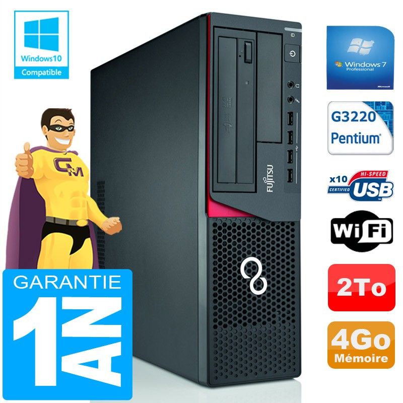 Fujitsu Esprimo E720 E85+ SFF Desktop PC - Intel Pentium G3220, 4GB RAM, 2TB HDD, WiFi, Windows 7 Pro