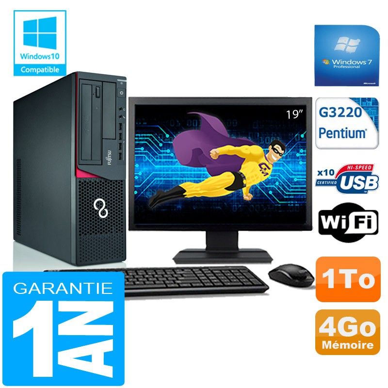 Fujitsu Esprimo E720 E85+ SFF Computer - 4GB RAM, 1TB HDD, Intel Pentium G3220, WiFi, Windows 7 Pro