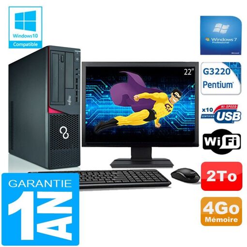 Computadora de escritorio Fujitsu Esprimo E720 E85+ SFF - Procesador Intel Pentium G3220, 4GB de RAM, 2TB HDD, WiFi, Windows 7 Pro