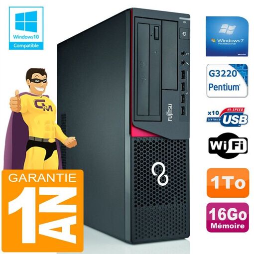 PC Fujitsu Esprimo E720 E85+ SFF - Procesador Intel Pentium G3220, 16GB de RAM, 1TB HDD, WiFi, Windows 7 Pro