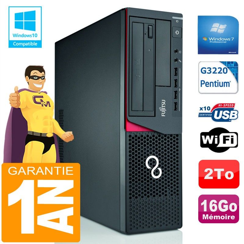 Fujitsu Esprimo E720 E85+ SFF Computer - Intel Pentium G3220, 16GB RAM, 2TB HDD, WiFi, Windows 7 Pro