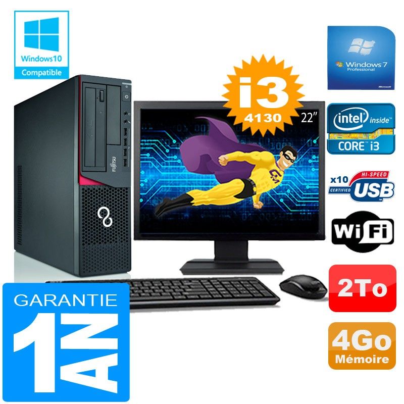 Fujitsu Esprimo E720 E85+ SFF Desktop PC - Intel Core i3-4130, 4GB RAM, 2TB HDD, WiFi, Windows 7 Pro