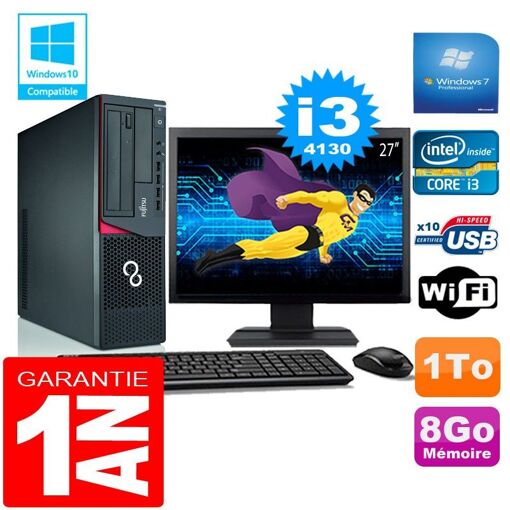 Fujitsu Esprimo E720 E85+ SFF Core i3-4130 8GB 1TB WiFi Windows 7 Pro 27" Monitor