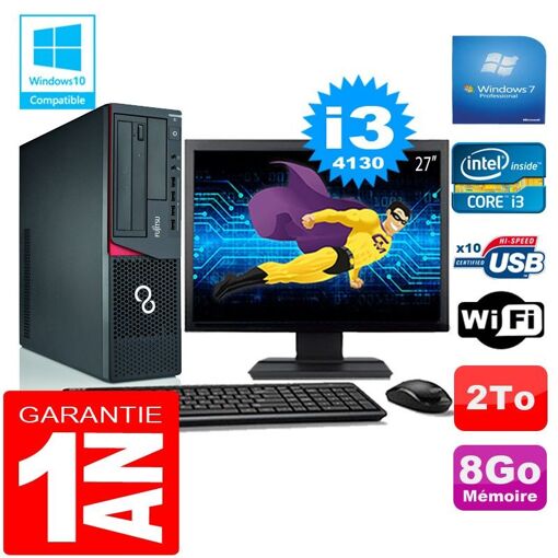 Fujitsu Esprimo E720 E85+ SFF Core i3-4130 8GB 2TB WiFi Windows 7 Pro 27" Screen