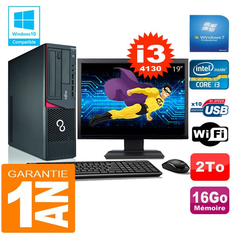 Fujitsu Esprimo E720 E85+ SFF Computer - i3-4130, 16GB RAM, 2TB HDD, WiFi, Windows 7 Pro